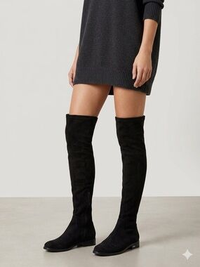 Steve Madden Black Suede Over-the-Knee Flat Boots